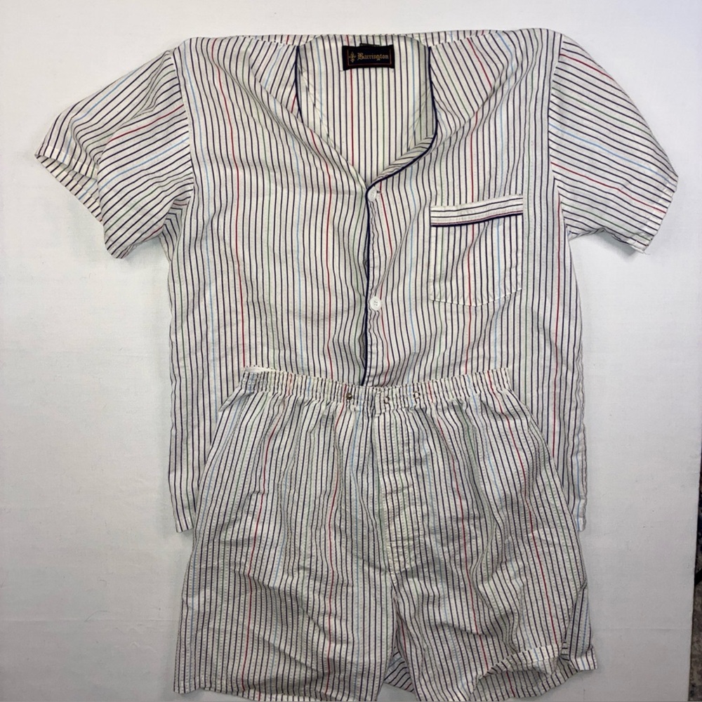 Vintage Barrington Men’s Pajama Set Striped Short Sleeve Shirt & Shorts Sz M
